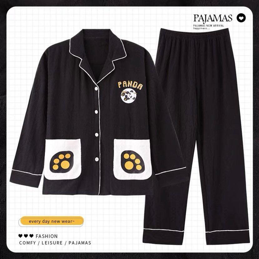 Bộ Pijama Dài Tay Có Cổ Chất Liệu Cotton Nâng Cấp Mới Nhất