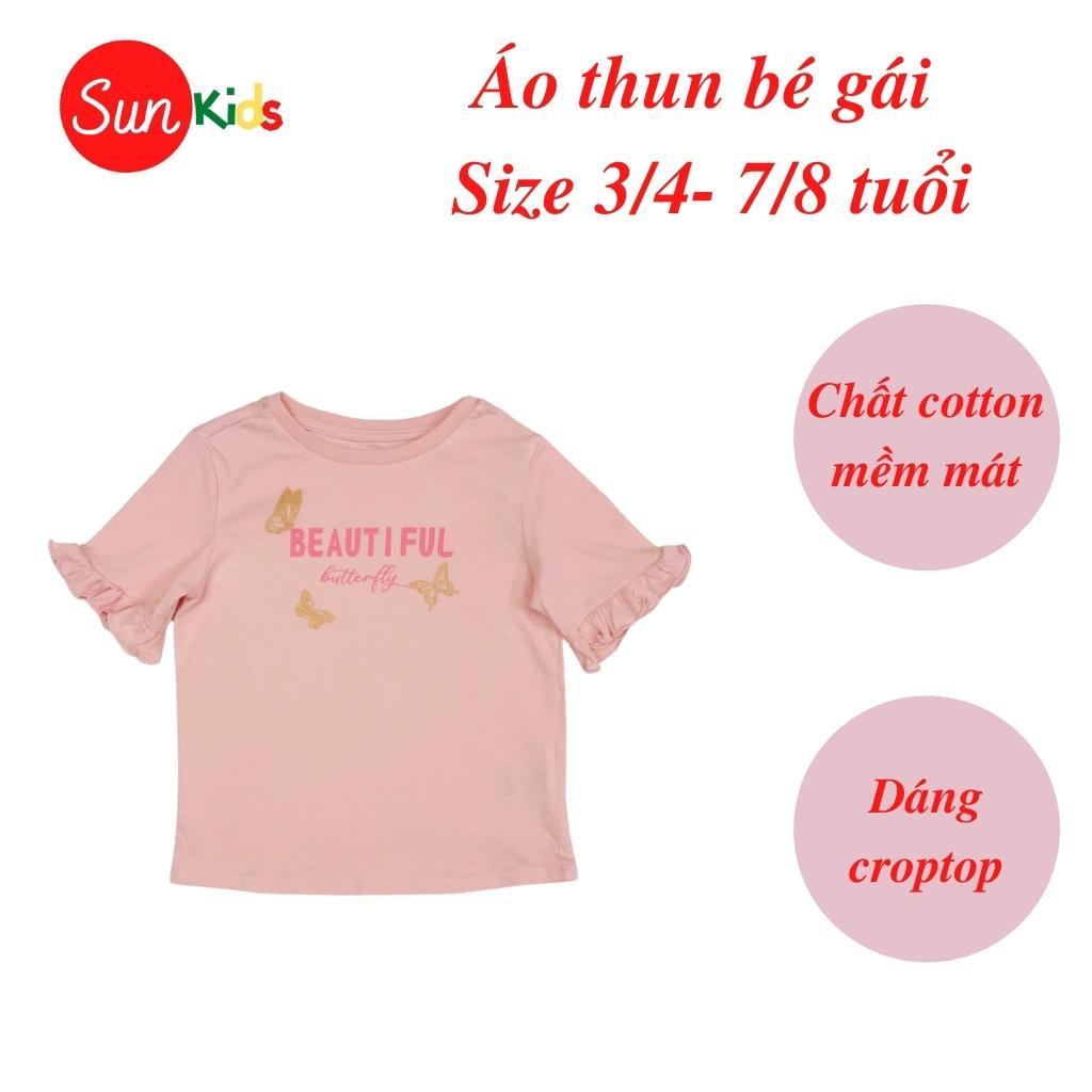 Áo thun cho bé gái, áo phông bé gái chất cotton mềm mát, size 3/4 - 7/8 tuổi - SUNKIDS