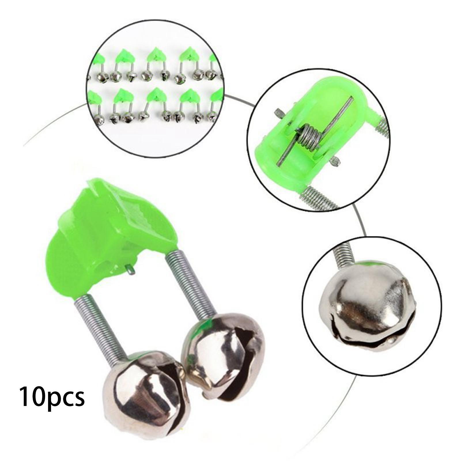 10x Dual Bells Fishing Rod Alarm Clip Tackle Fishing Bite Alarm Lights Loud Sound Bite Lure Alarm Fishing Rod Bells for Fishing Supplies