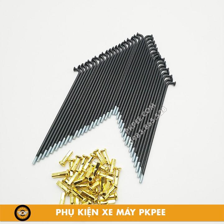 Bộ Căm Xe Máy 1 Bánh Xi Màu Đen Chân Vàng, Vàng Chân Đen, Titan 2 Line, 7 Màu, 7 Màu Thailan - PKPEE
