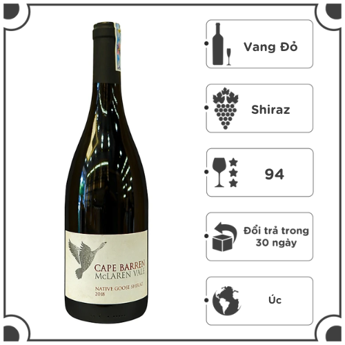 Rượu Vang Đỏ Cape Barren McLaren Vale Native Goose Shiraz 750ml 14.5% - Úc - Hàng Chính Hãng