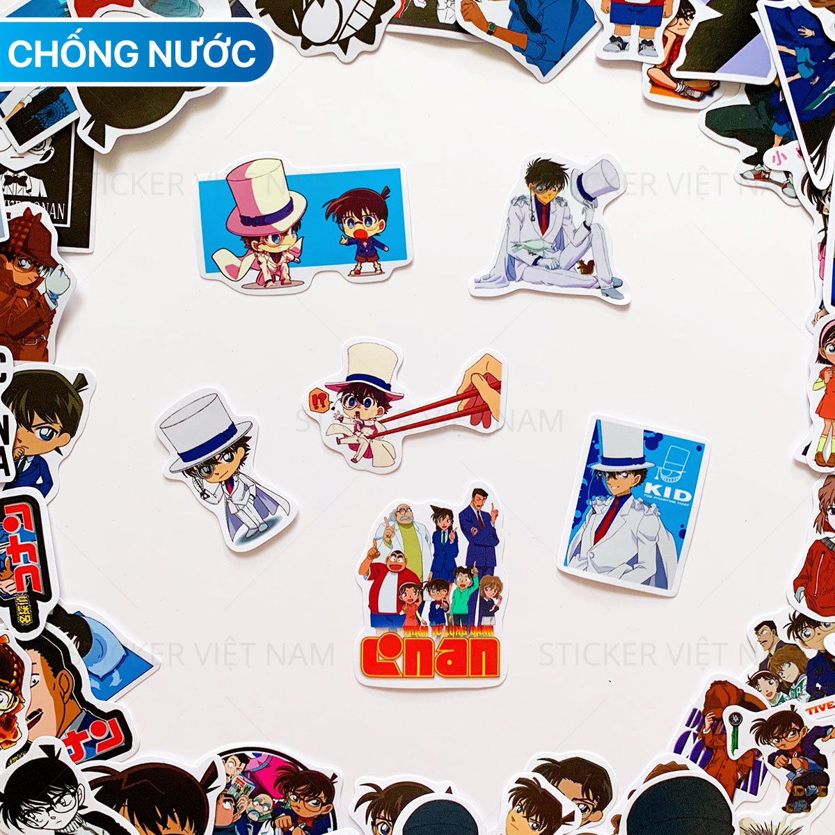 sticker Conan Thám Tử Nhí Lừng Danh Kaito Kid trang trí siêu dễ thương chống nước - gói nhỏ - 20 hình