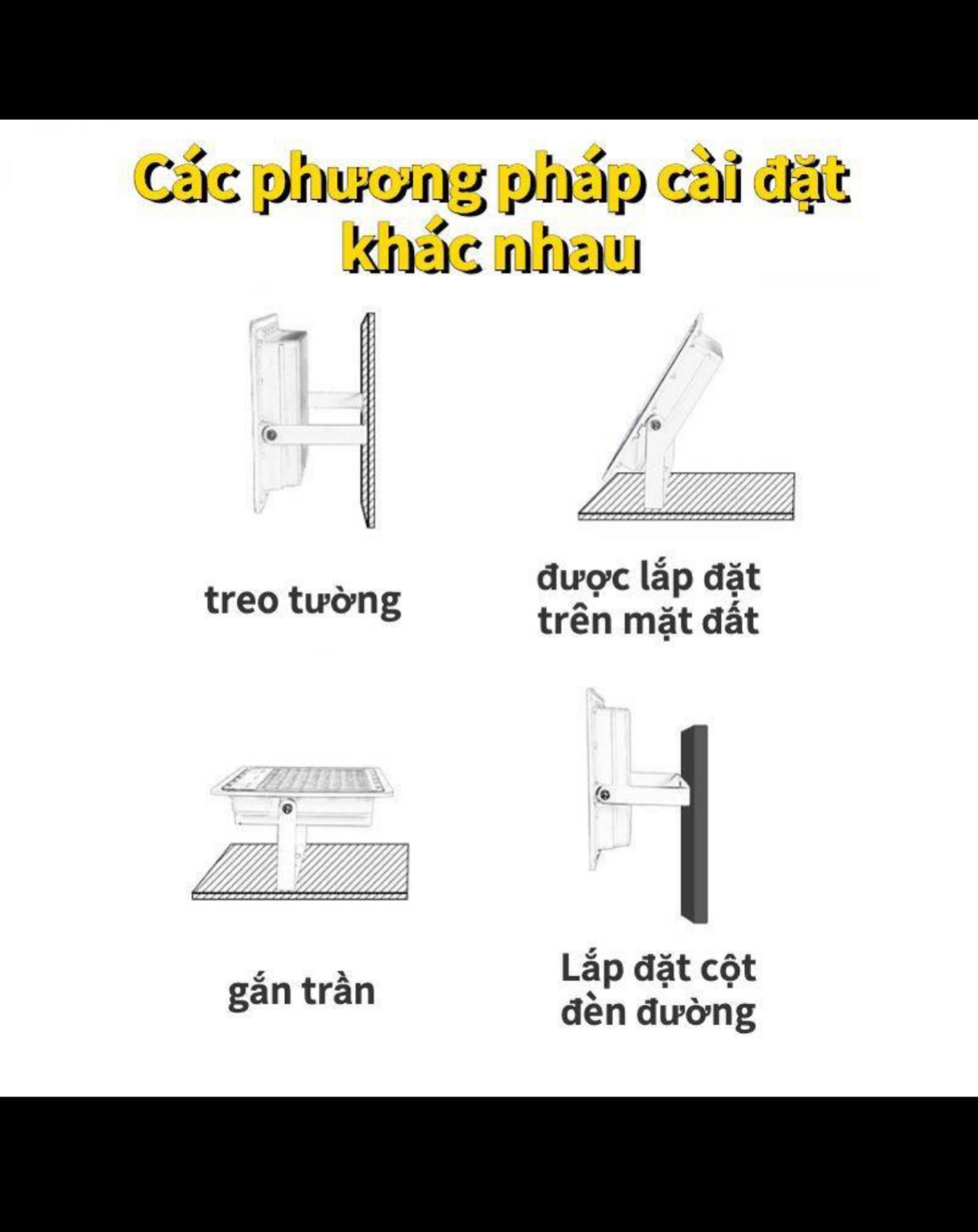 Đèn Năng Lượng Mặt Trời Đèn Pha vỏ nhôm chống nước 60W 100W 200W 300W 500W