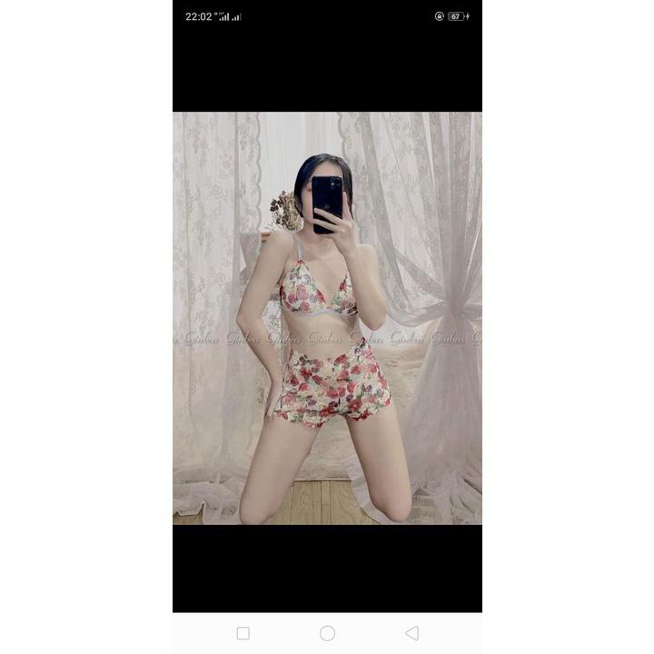 Đồ lót nữ sexy Bra thiết kế vải ren hoa đùi dây trắng mẫu mới