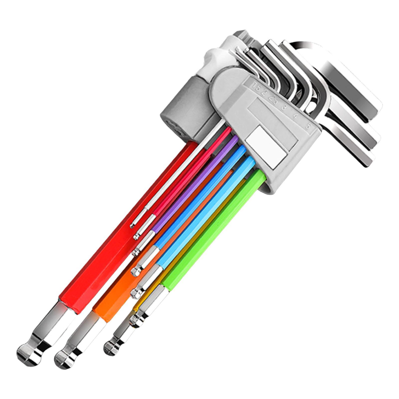 9Pcs Allen Wrench Set Hand Tools Hex Wrench Screwdriver Metric Hexagon Spanner for Car Maintenance