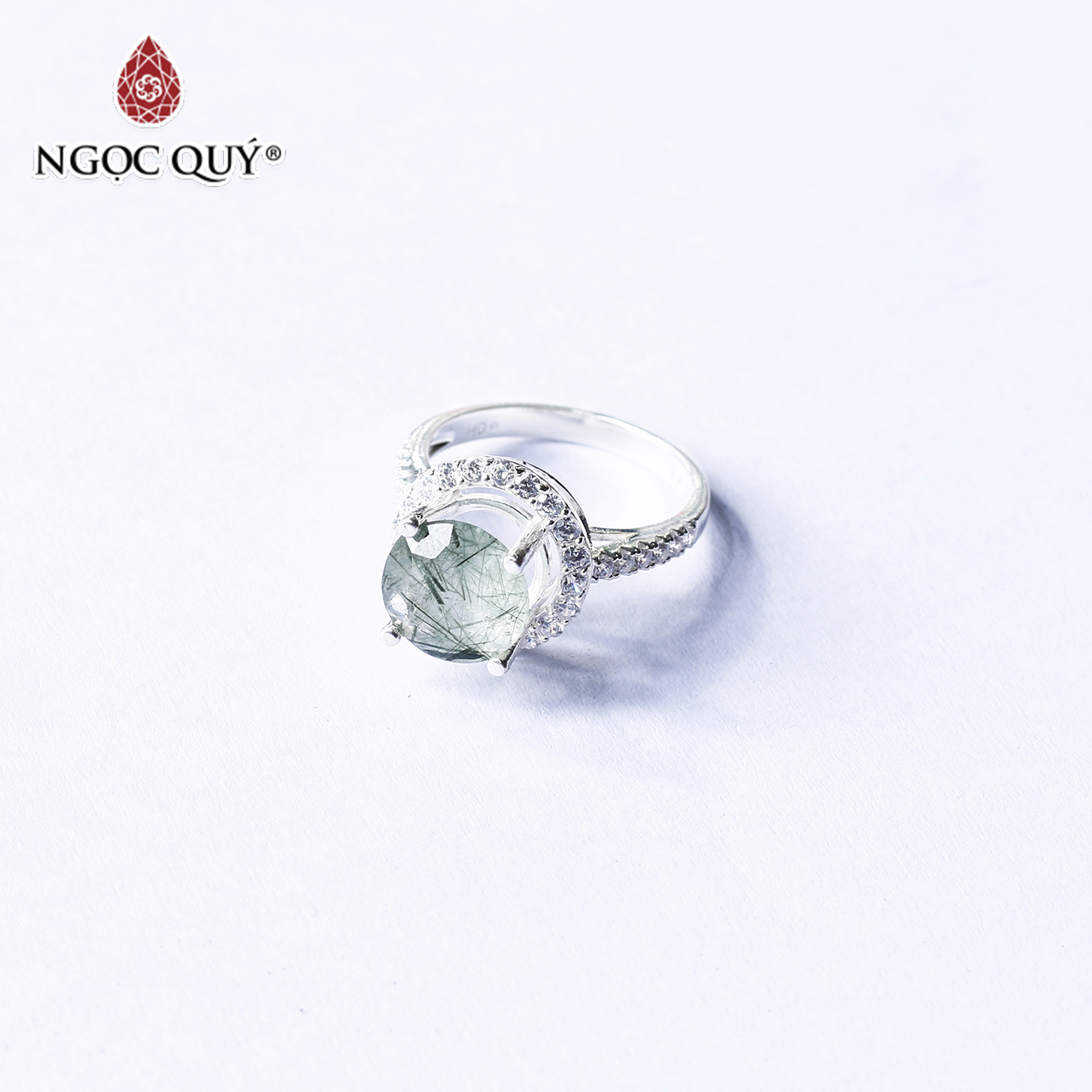 Nhẫn bạc nữ đá thạch anh tóc - Ngọc Quý Gemstones