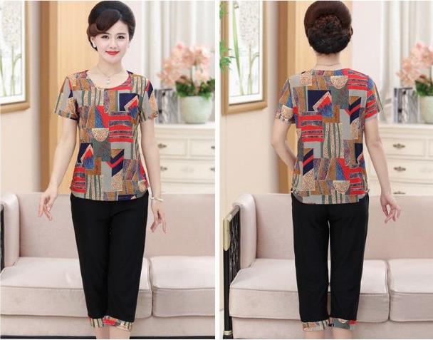 Bộ đồ trung niên cho mẹ mặc nhà đi chơi - Chất co giãn thoáng mát B61
