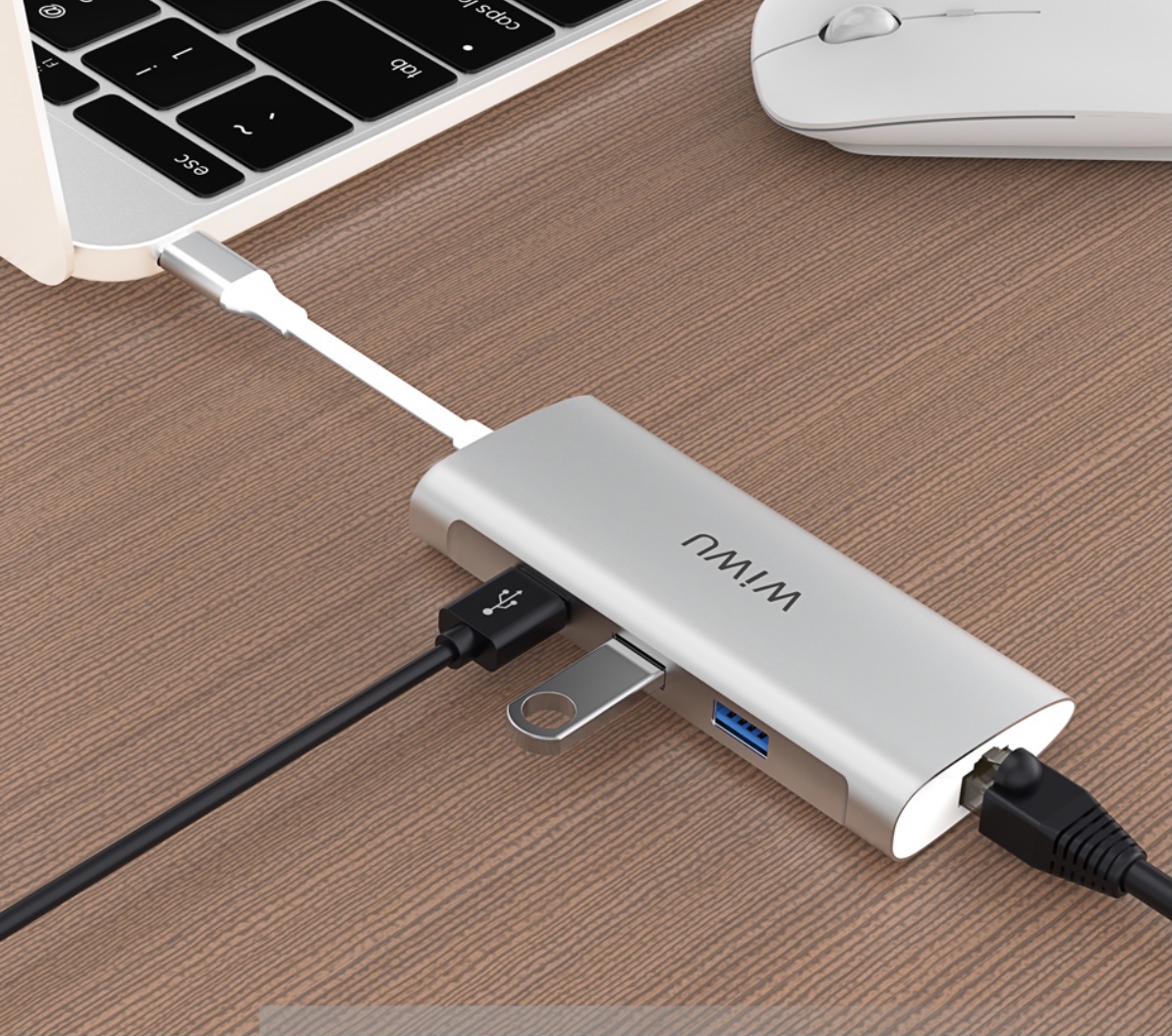 BỘ CHUYỂN ĐỔI WIWU ALPHA A631STR (6 IN 1) USB C HUB  Vỏ Chất Liệu Hợp Kim Nhôm Nguyên Khối Được Cắt CNC Cao Cấp - Hàng Chính Hãng