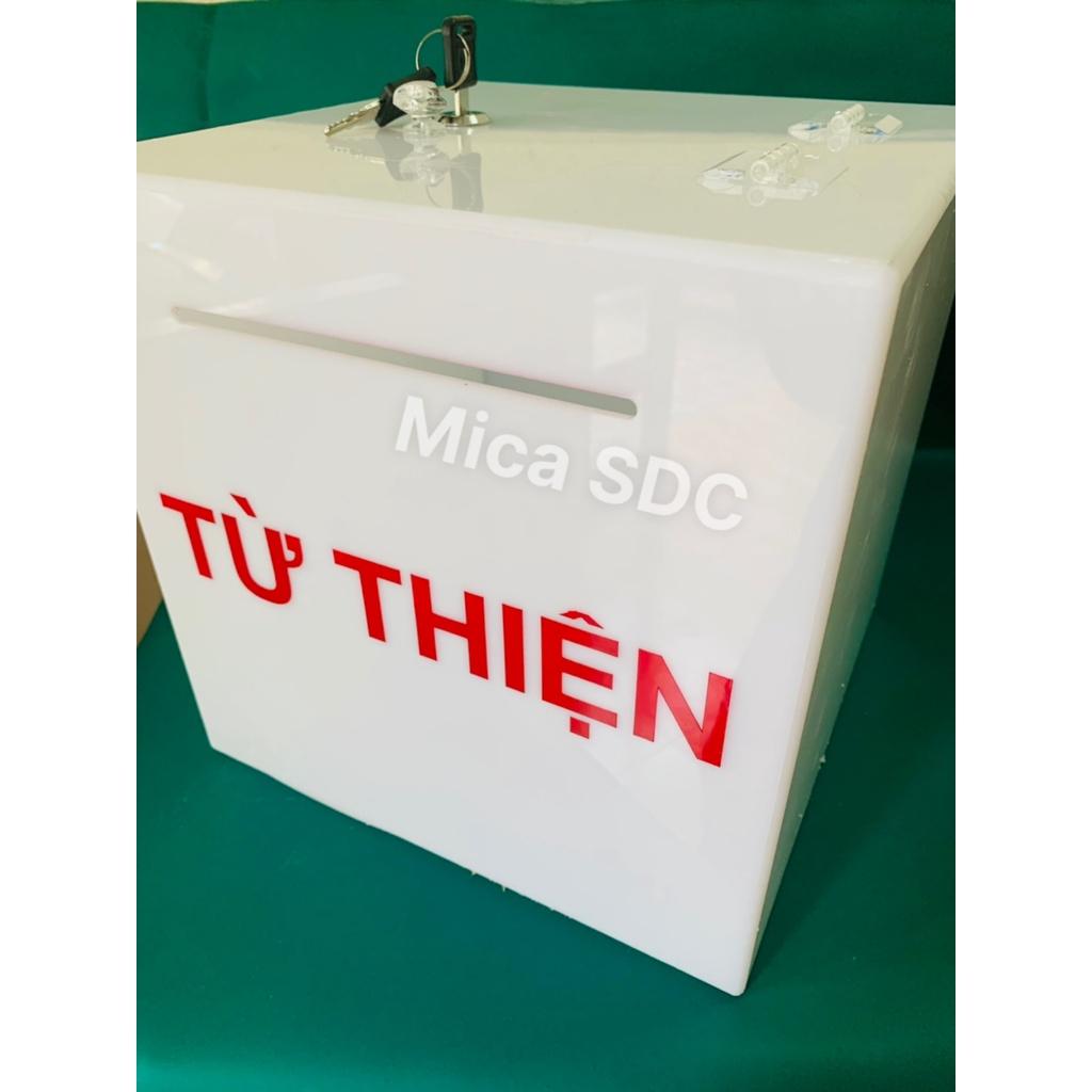 Hòm đựng Tiê`n Từ Thiện - Thùng Mica Đựng Quà Từ Thiện