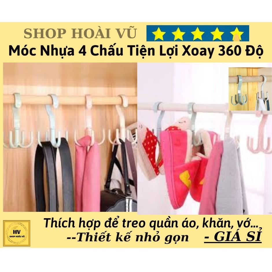 Móc Nhựa 4 Chấu Treo Đồ, Quần Áo,Túi Xách Tiện Lợi Xoay 360 Độ - MÓC 4 CHẤU TRÒN