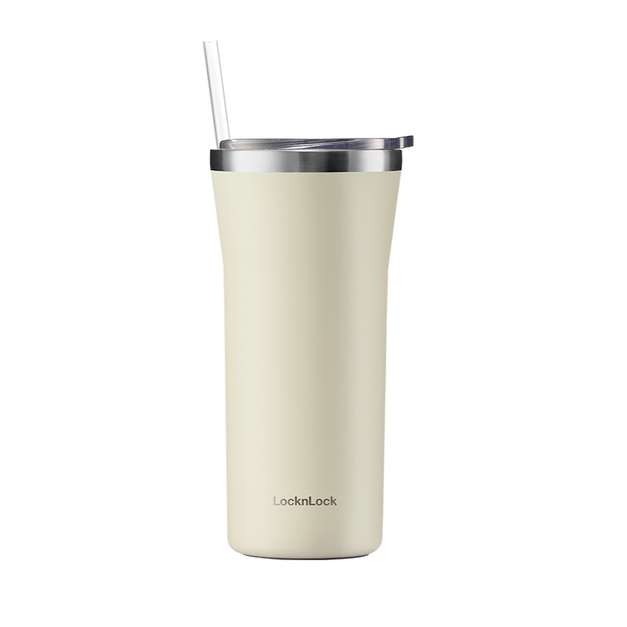 Bình Giữ Nhiệt Daily Essential Locknlock Lhc4325 - Kèm Ống Hút Và Cọ Vệ Sinh - 870Ml - - Màu Ivory