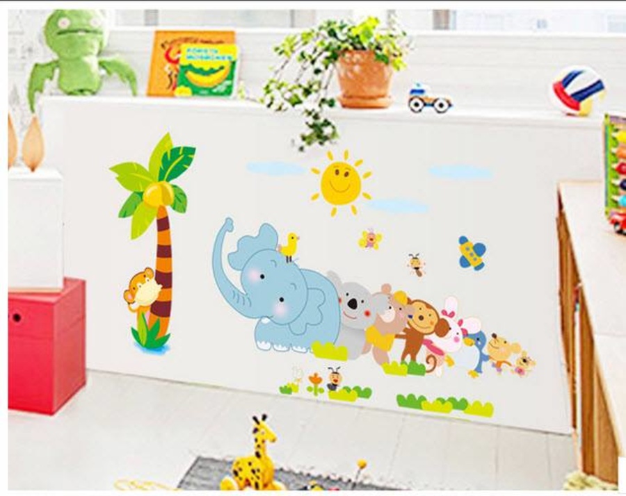 Decal dán tường thú kéo dừa - HP143