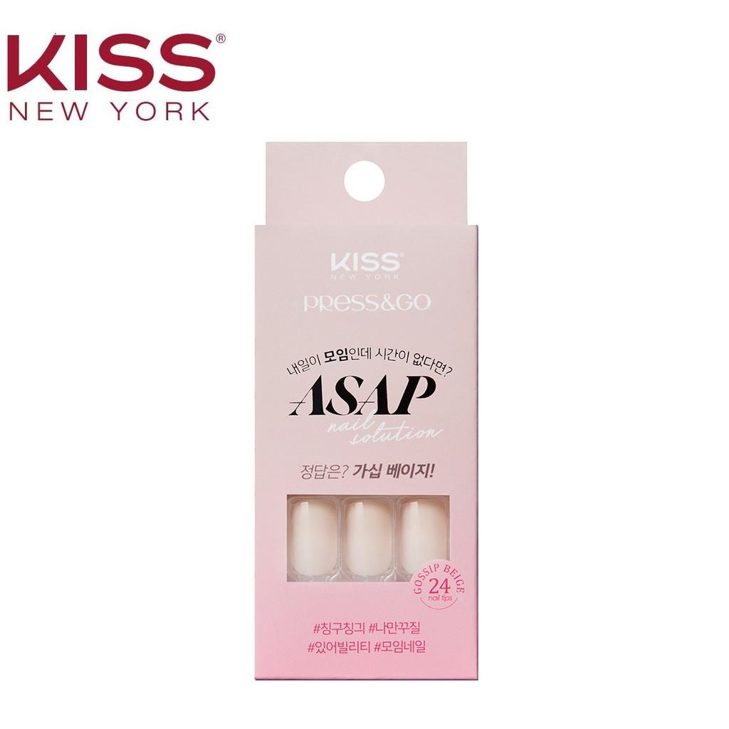 Bộ 24 Móng Tay Gel Tự Dán Press &amp; Go Kiss New York Nail Box - Gossip Beige (KKPA03KA)