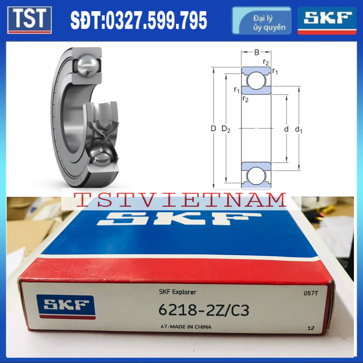 Vòng bi bạc đạn SKF 6218-2Z/C3