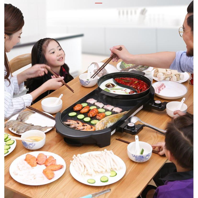 Bếp Nướng Lẩu 2 Ngăn Đa Năng Tiện Lợi - Nồi Lẩu Nướng Điện 2 Trong 1 Tiết Kiệm Điện Năng - Giao Hàng Toàn Quốc