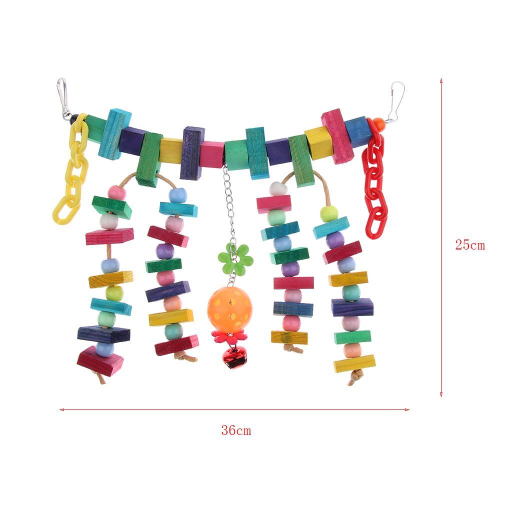 Parrot Cage Toy Bird Ladder Colorful Wooden Chain Flexible Bridge Chew Toy