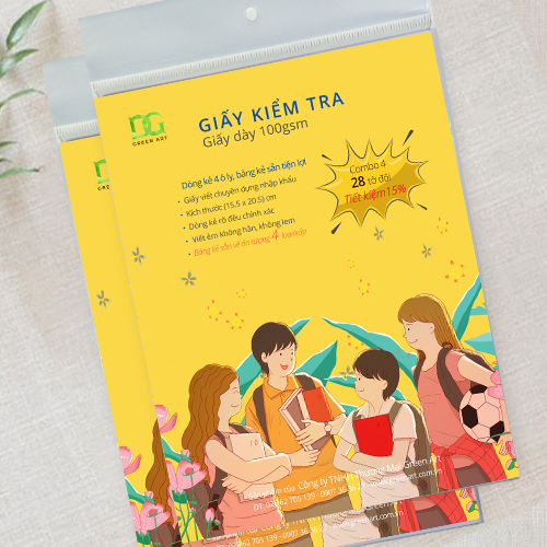 Giấy kiểm tra 4 ô ly giấy trắng dày100gsm bảng kẻ sẵn đẹp tiện lợi, giấy xịn viết êm không lem không hằn, Combo 4: 28 tờ