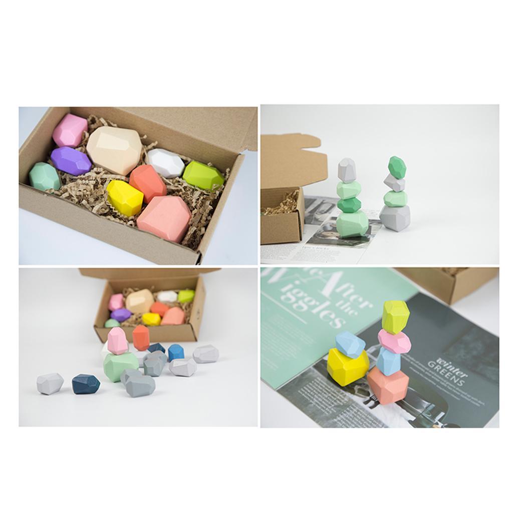 5/10/16pcs Wooden Balancing Building Stacking Rock Block Decoration