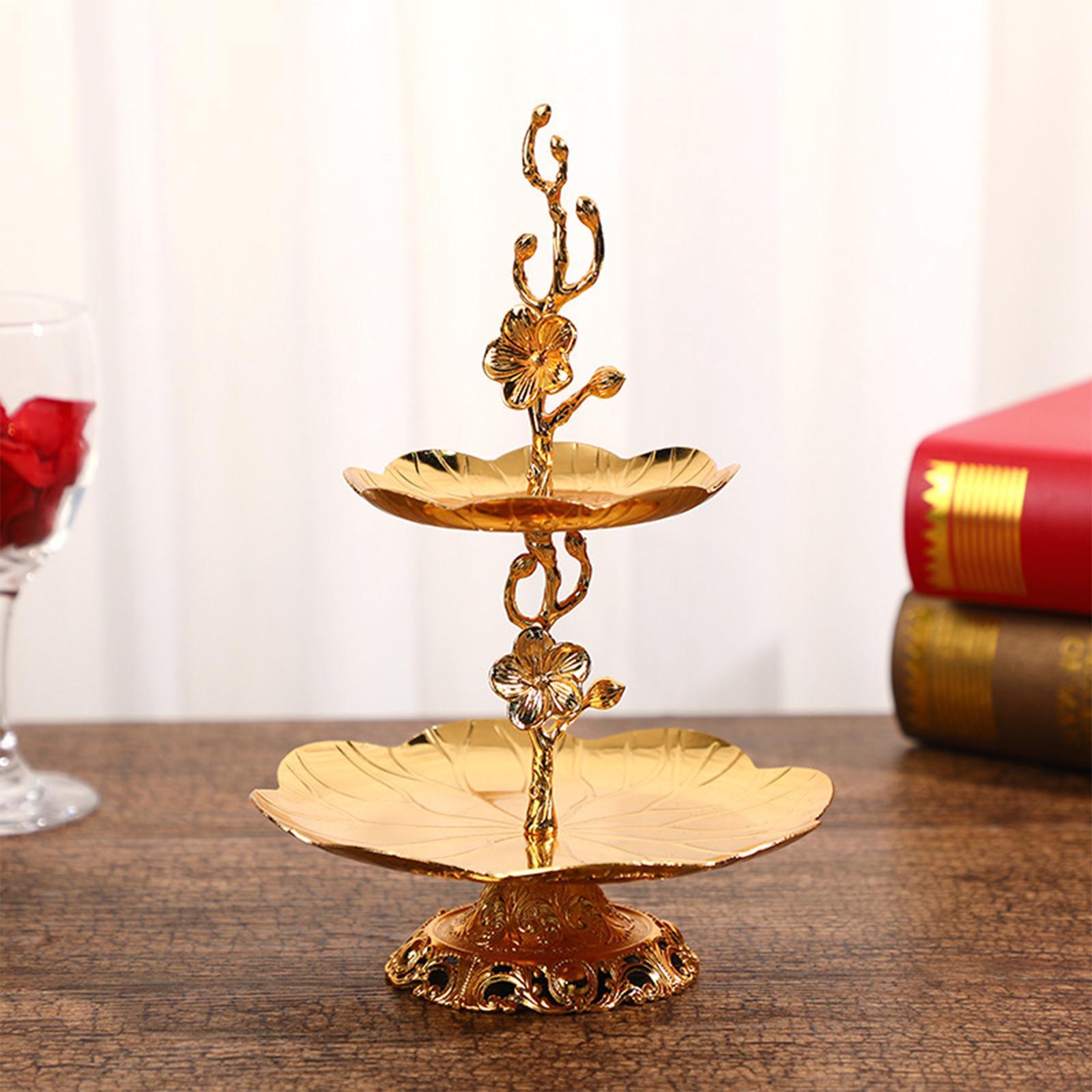 European  Tier Gold Cupcake Stand Statue Cookie Tray Cake Snack Tray Serving Tray Display Holder for Wedding Holiday Home Party Decor