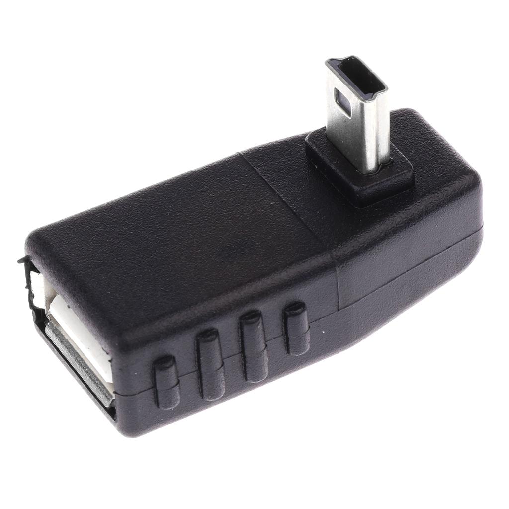 90 Degree Right Angle Mini USB Male to USB Female OTG Adapter Connector