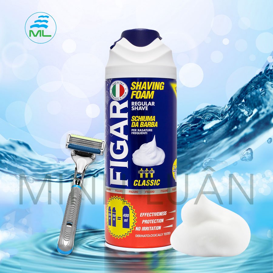 Bọt cạo râu dưỡng ẩm và làm mềm da Figaro Shaving foam 400 ml nhập khẩu Italia