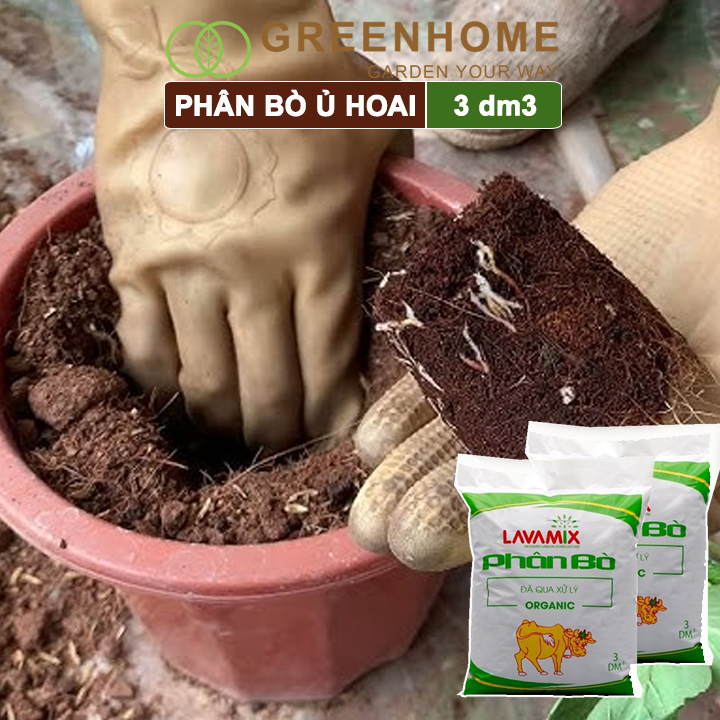 Phân bò Lavamix, bao 3dm3, đã qua xử lý, không mùi hôi, hữu cơ tiện lợi