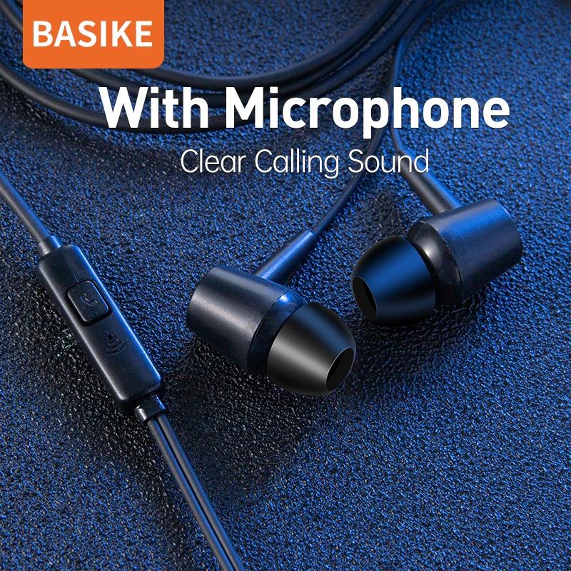 Tai nghe BASIKE FON2241 Jack 3.5mm tích hợp Mic cho iOS &amp;amp; Android-Hàng chính hãng