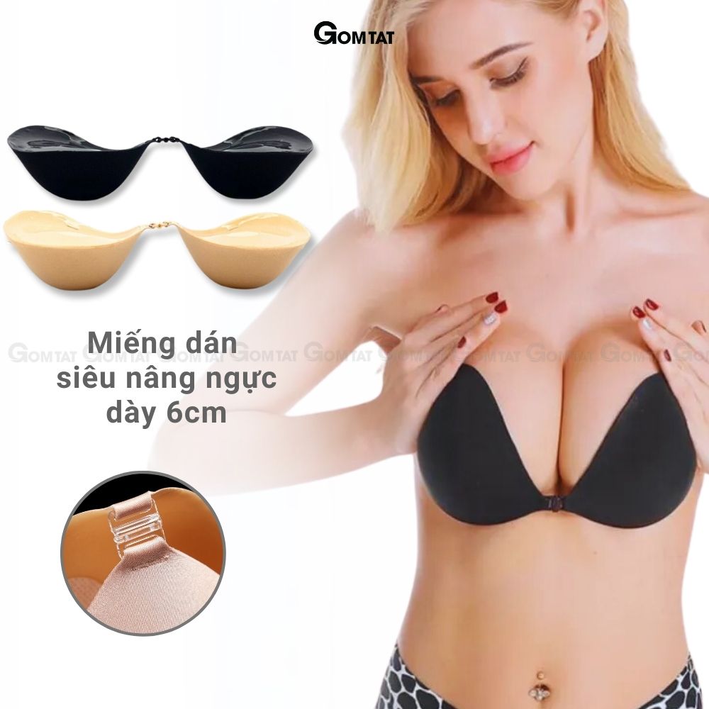 Miếng dán nâng ngực GOMTAT siêu độn dày 6 cm cài trước tạo khe, chất liệu silicon bám dính tốt chất lượng cao -SA-P42