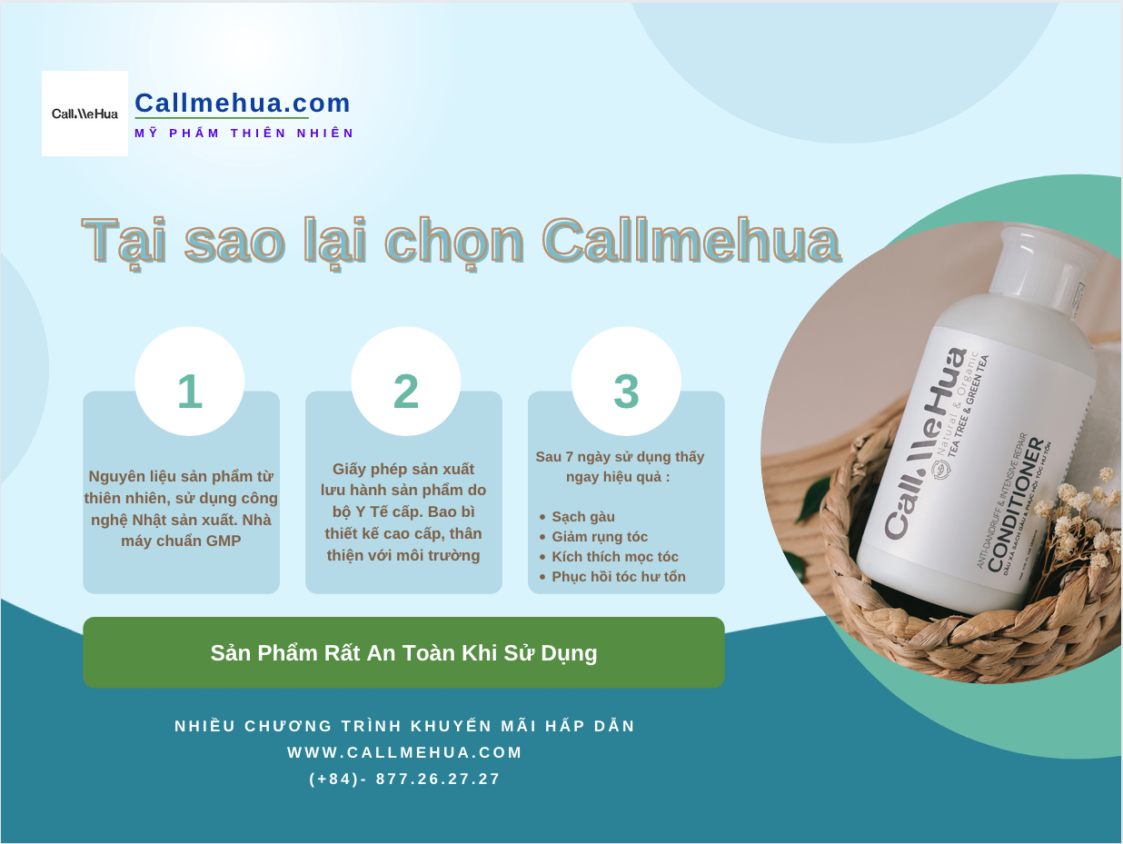  Dầu Xả Tràm Trà Giảm Gàu, Phục Hồi Tóc CallMeHua