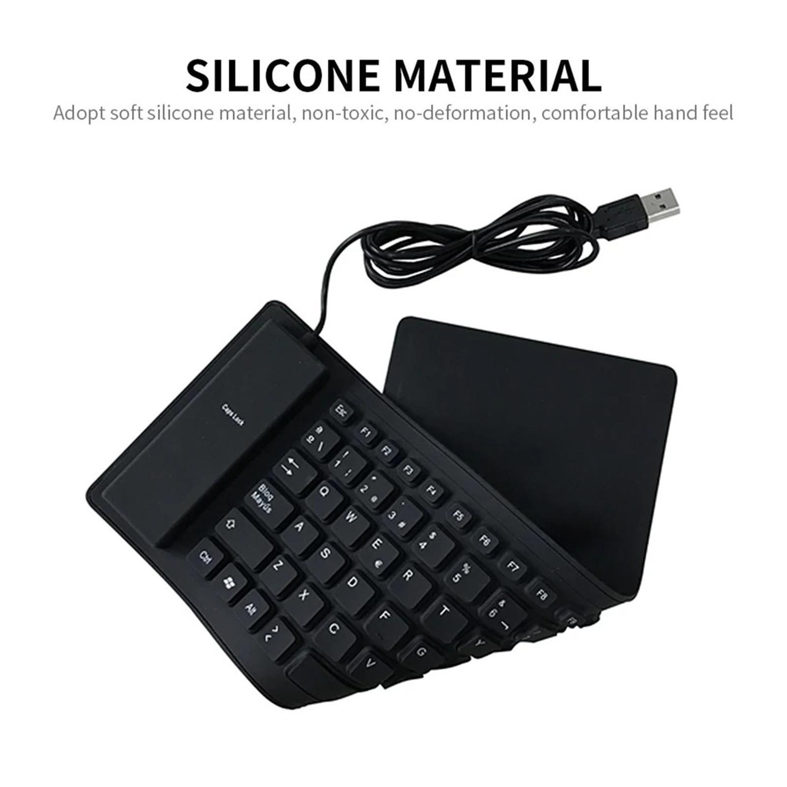 USB Foldable Spanish Roll up Silicone Keyboard Waterproof PC Laptop