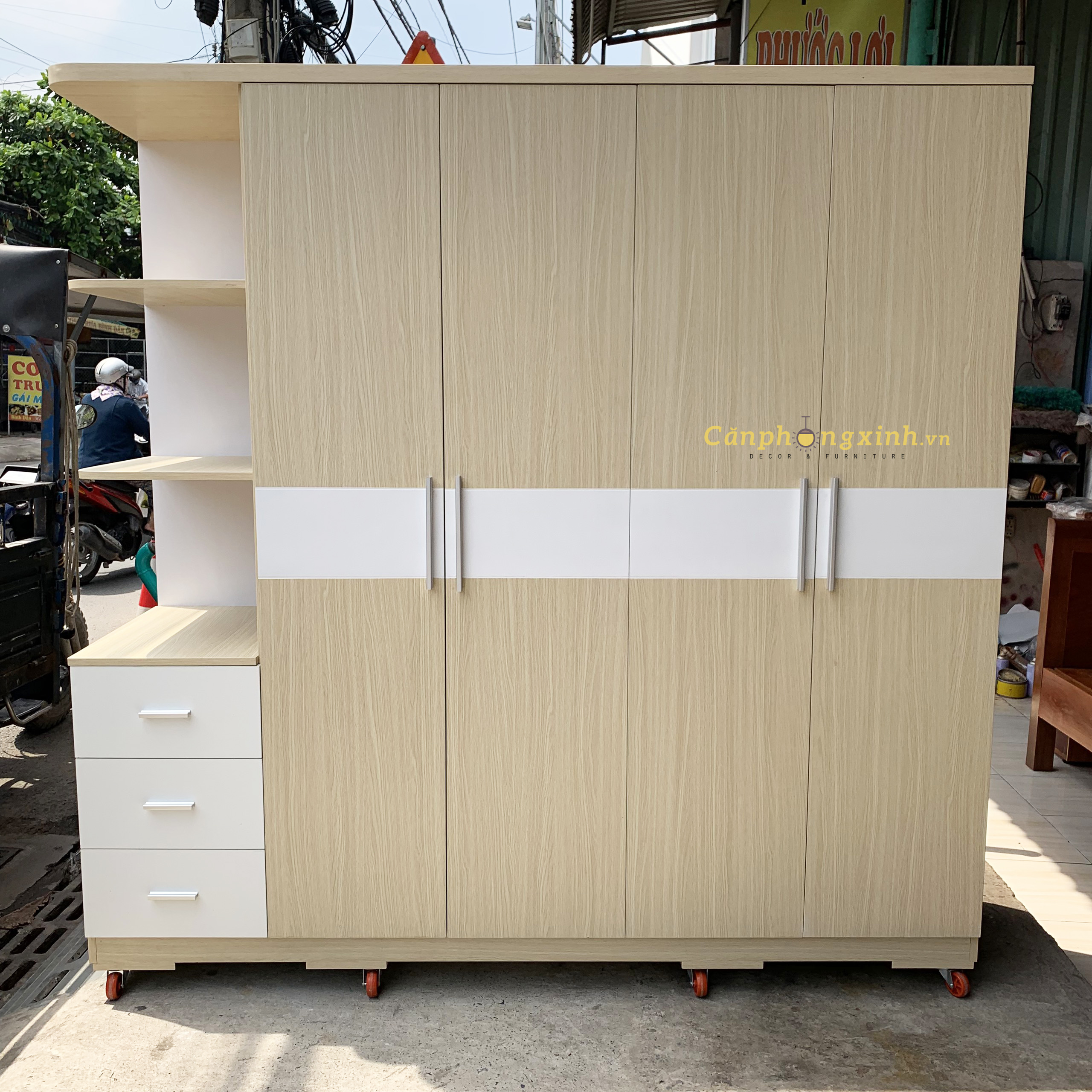 Tủ áo 4 cánh có kệ gỗ MDF CPX-T14