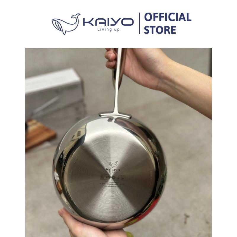 Chảo inox trơn sâu lòng thân đáy liền 3 lớp Tri-Ply Kaiyo, size 20cm