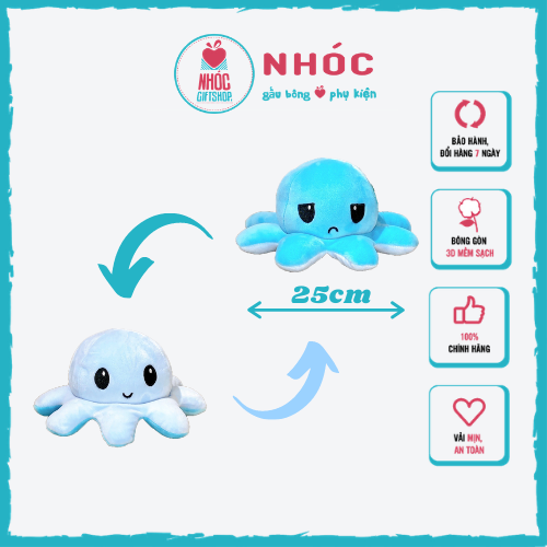 Thú Nhồi Bông Bạch Tuộc Cảm Xúc Lông Mịn Cao Cấp - NHÓC (Size 25cm)