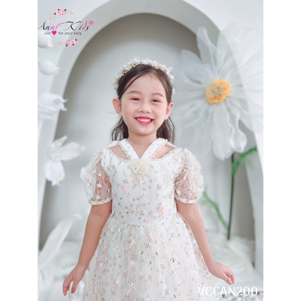 Đầm công chúa ren hoa cho bé gái dự tiệc sang đẹp size 12-35kg hàng thiết kế cao cấp