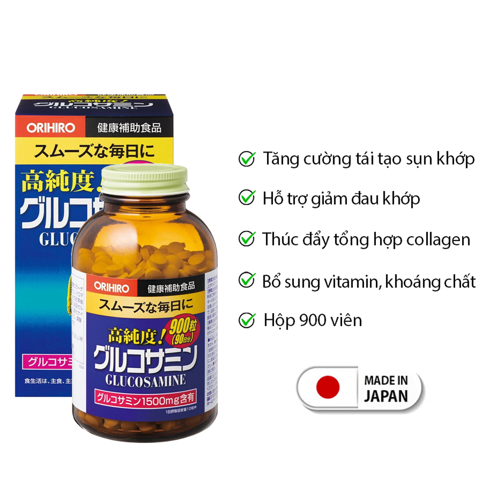 Viên uống bổ xương khớp Glucosamine Orihiro 900 viên tăng cường tái tạo sụn khớp bổ sung vitamin và khoáng chất cho cơ thể JN-OR-GLU01