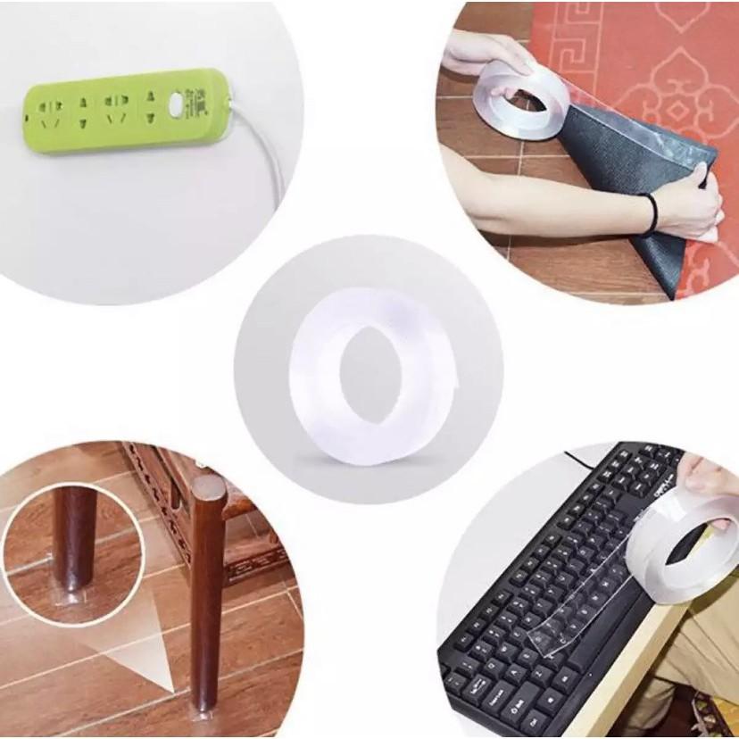 Băng keo dán dính trắng và 2 mặt đa năng trong suốt 3m Dày 2mm siêu dính.