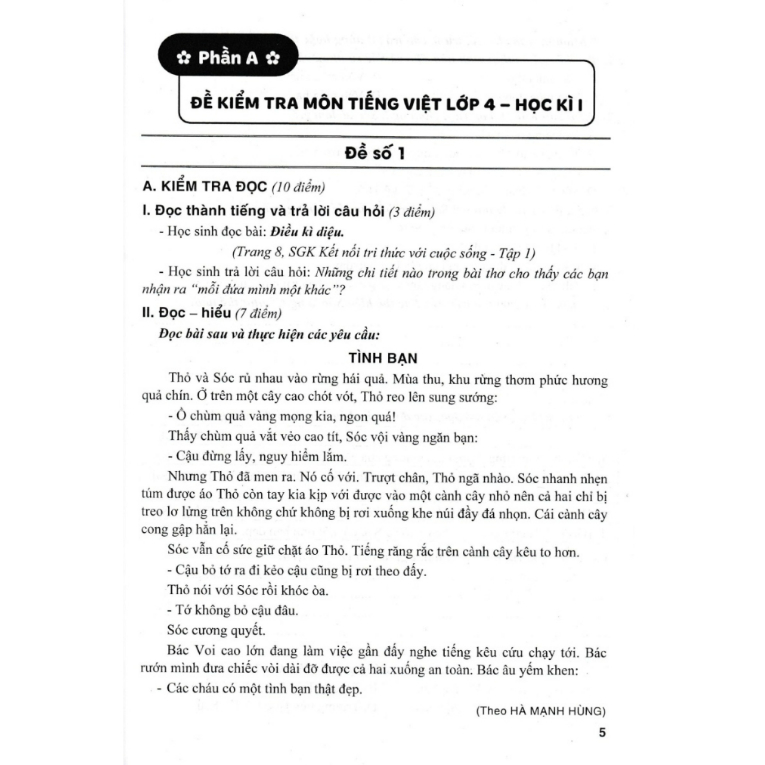 Sách - Bộ Đề Kiểm Tra Môn Tiếng Việt Lớp 4 - Tập 1 (Dùng Kèm SGK Kết Nối Tri Thức Với Cuộc Sống) (BT)