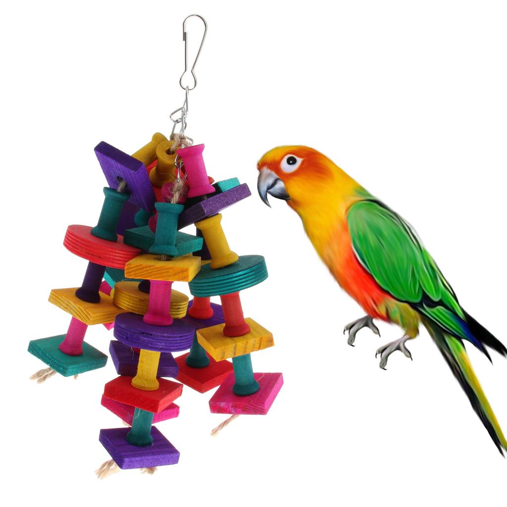 Pet Cage Hanging Toy Natural Wooden Chew Toy for Bird Parrot Hamster Rabbit
