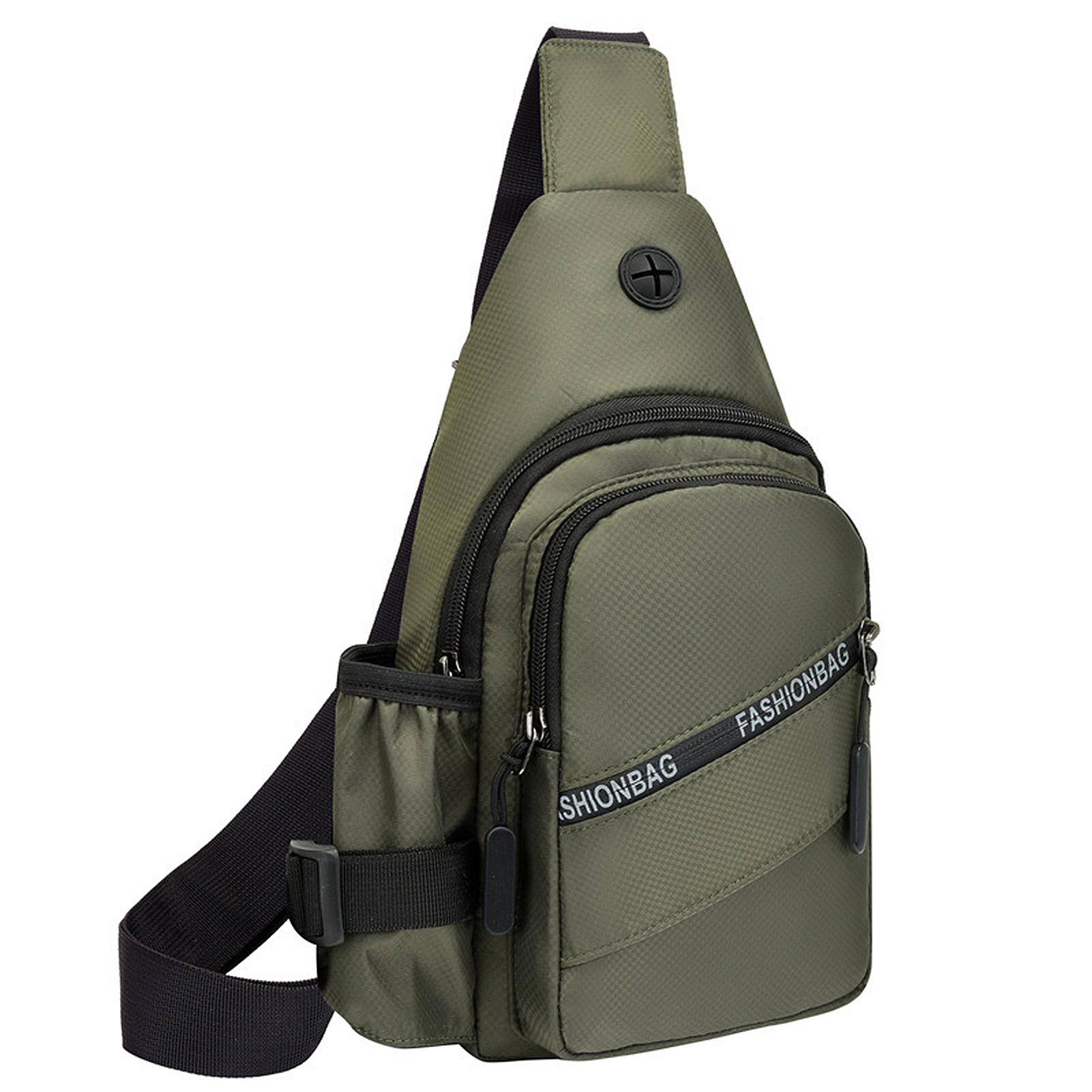 Men Waterproof Sling Bag Ultralight Crossbody Backpack Adjustable Strap Chest Bag Shoulder Daypack With headphone jack