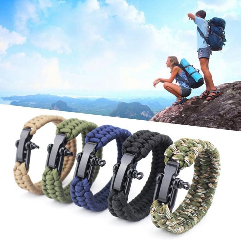 Camping Hiking Survival Parachute Cord Bracelet For Men Women Rope Buckle Emergency Kit Wristbands Men Jewelry Bracelet