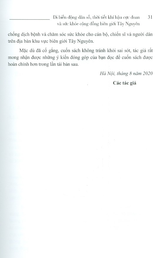 Di Biến Động Dân Số, Thời Tiết Khí Hậu Cực Đoan Và Sức Khỏe Cộng Đồng Biên Giới Tây Nguyên