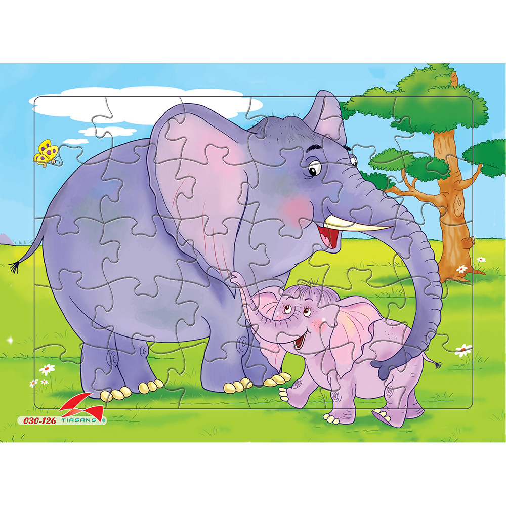 Xếp hình Tia Sáng Voi mẹ và voi con  (30 Mảnh Ghép) - Tặng kèm tranh tô màu cho bé