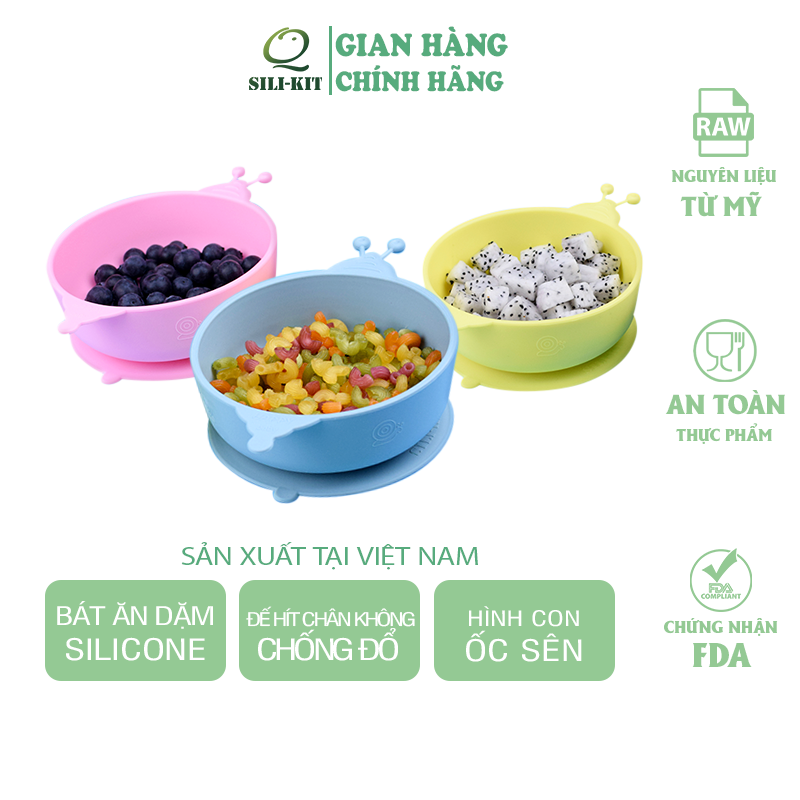 Bát ăn dặm hình con ốc sên đế hít chân không chống đổ, hỗ trợ bé phát triển kỹ năng ăn độc lập