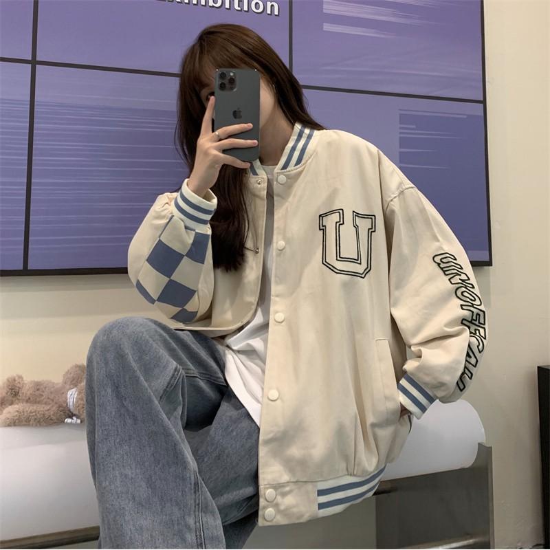 Áo bomber nữ oversize thời trang ulzzang hàn quốc áo khoác nữ bomber bóng chày form rộng màu đen đi học đi chơi unisex