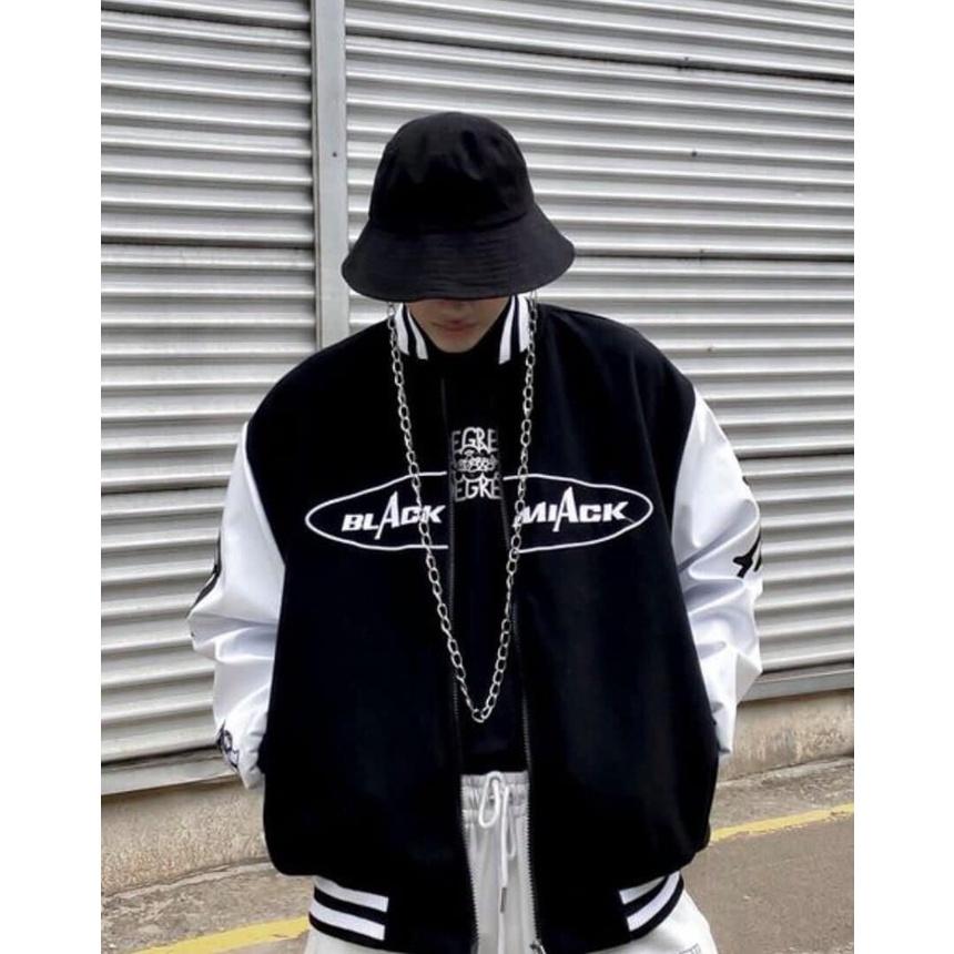 Áo khoác dù bomber jacket phối tay BLACK MIACK form rộng nam nữ unisex