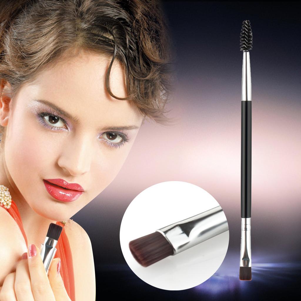1PCS Makeup Wooden Handle Double Ended Eyebrow Brush + Eyelash Comb