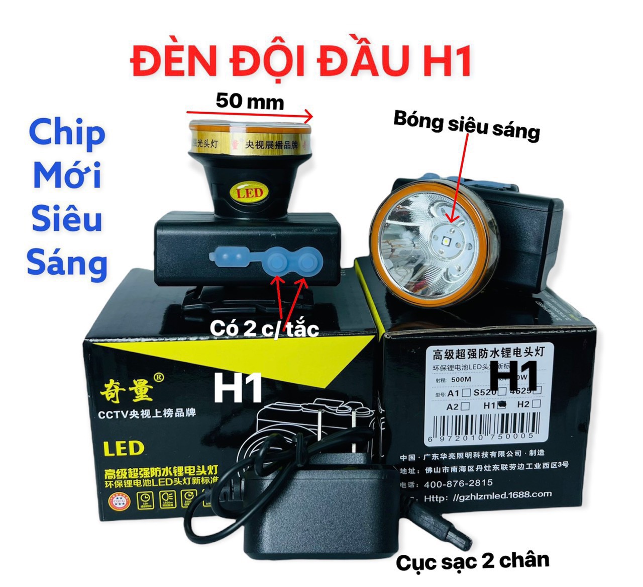 Đèn đội đầu siêu chống nước có kèm sạc - lặn sâu - chiếu xa khoảng 500m