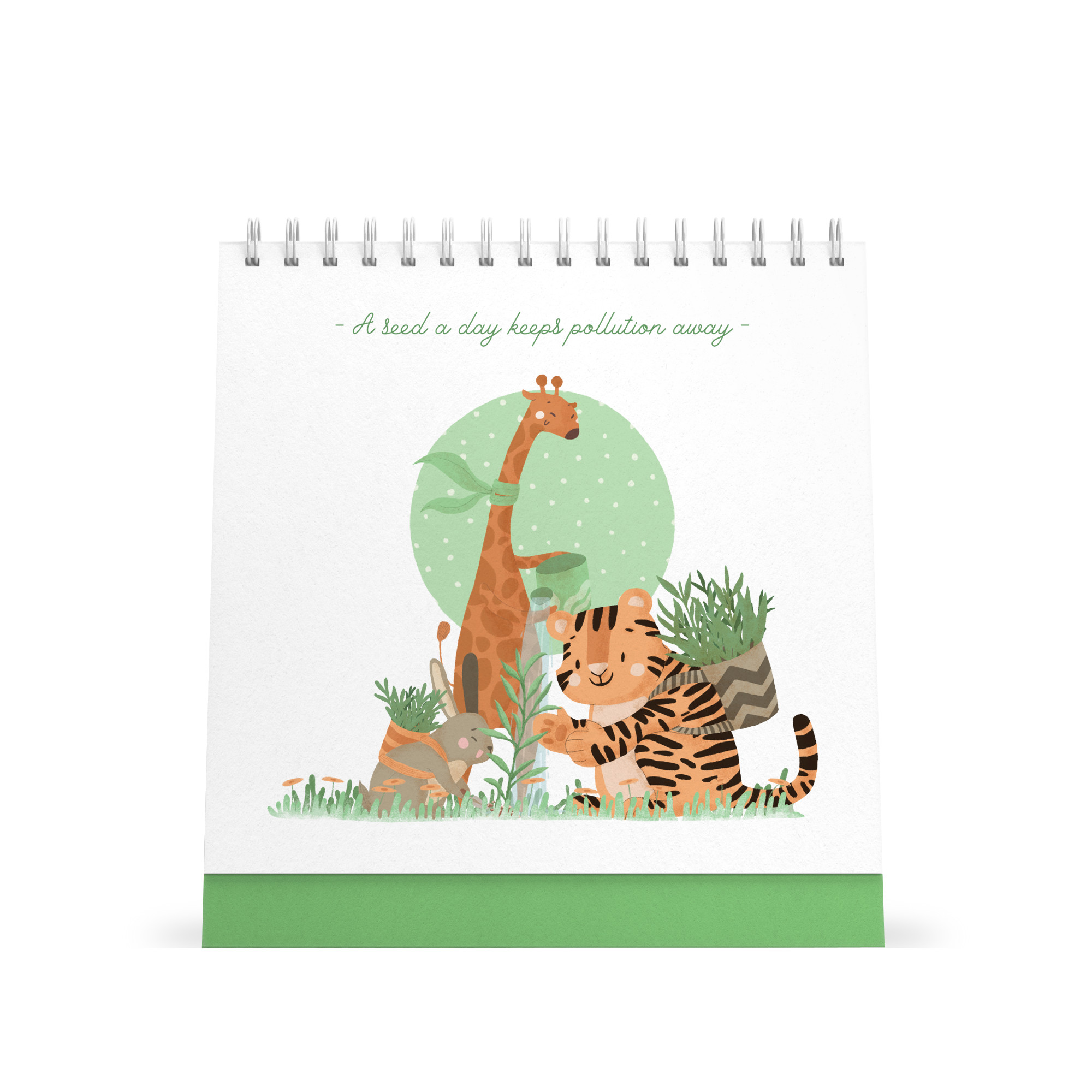 Lịch bàn vuông giấy mỹ thuật SDstationery 2021 Live Green (sống xanh) 20x20 cm