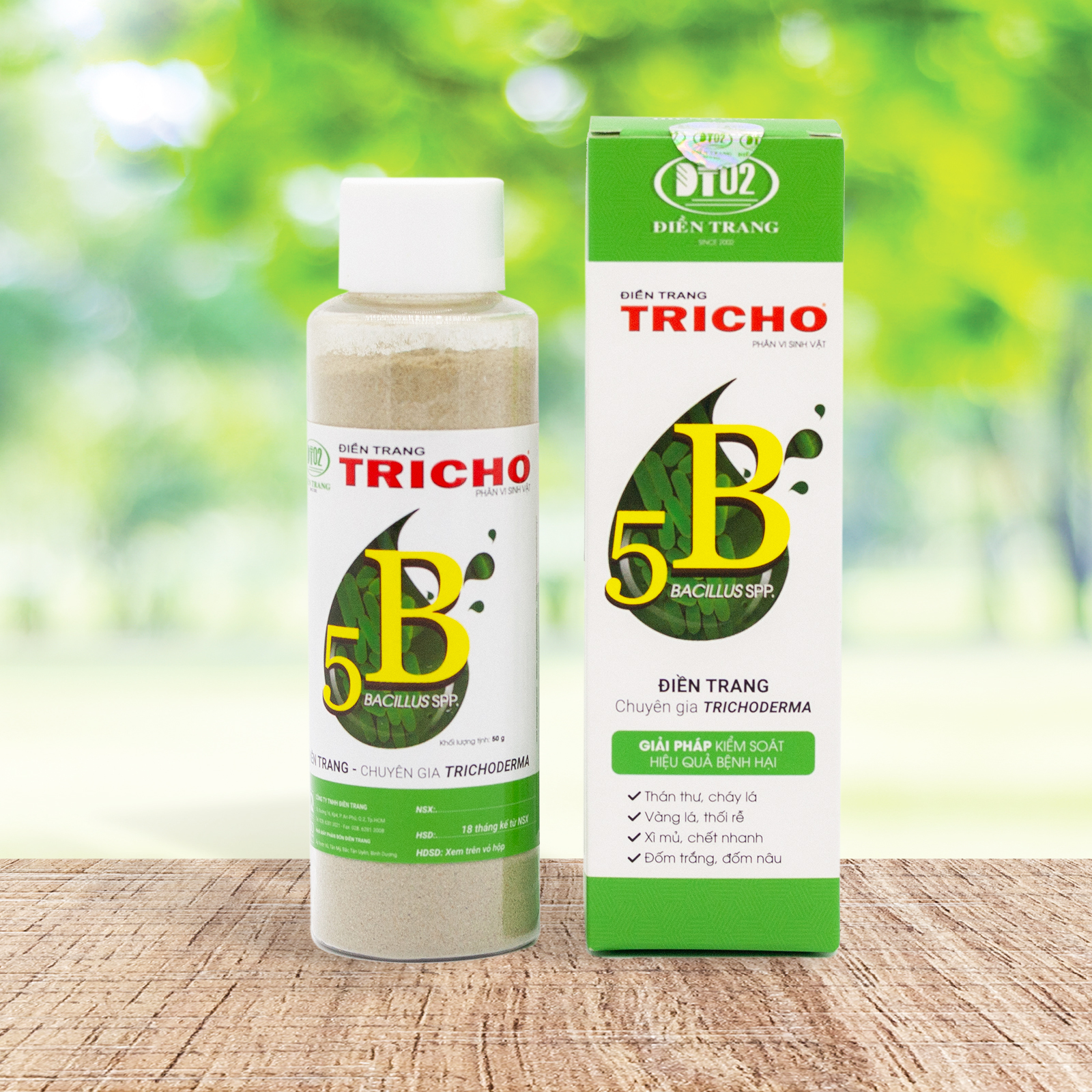 Combo 5 hộp Nấm Trichoderma Phòng Ngừa Nấm Bệnh TRICHO 5B Chai 50g