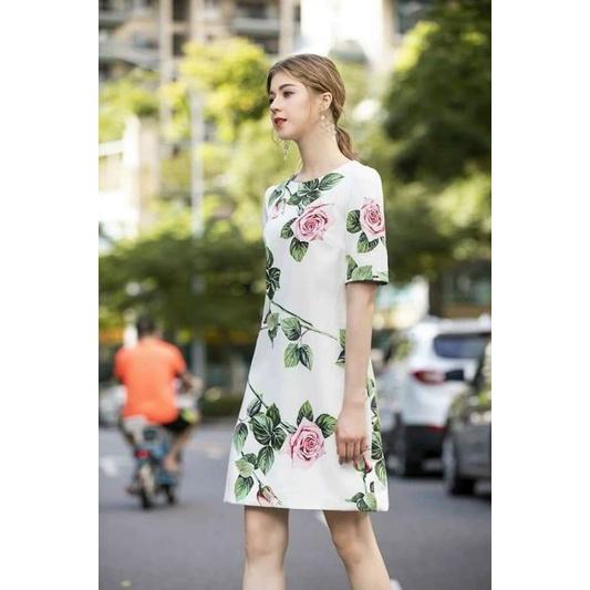 HÀNG NHẬP - ĐẦM SUÔNG LỤA HOA HỒNG